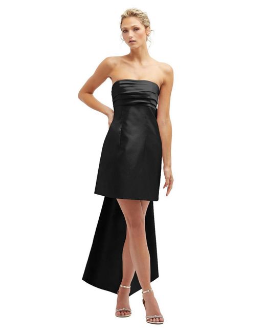 Alfred Sung Black Strapless Satin Column Mini Dress