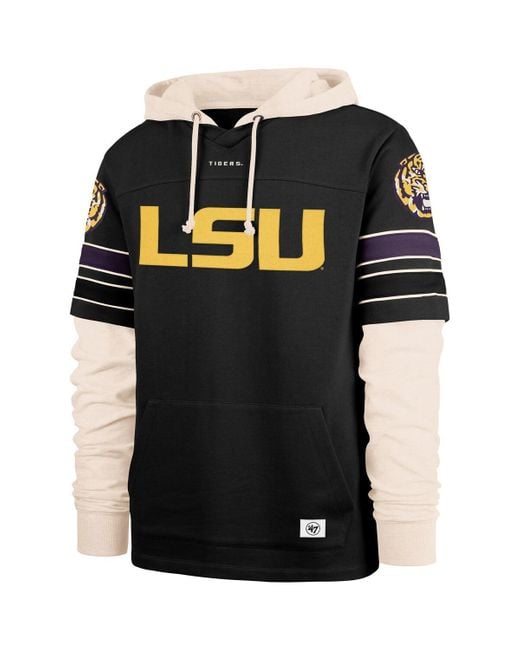 '47 Black Lsu Tigers Split Zone Cornerback Lacer Pullover Hoodie for men
