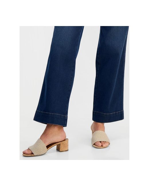 Style & Co. Blue Petite Pull-on Shaping High-rise Wide-leg Jeans