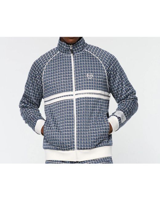 Sergio Tacchini Blue Dallas Houndstooth Track Jacket for men