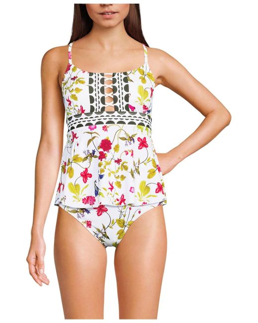 Lands' End Red Lace-up Flutter Tankini Swimsuit Top