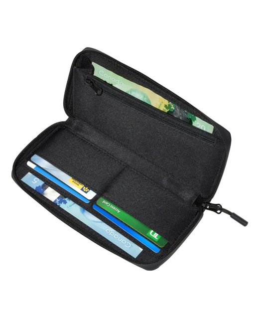 ROOTS Black Slim Zipper Round Wallet for men