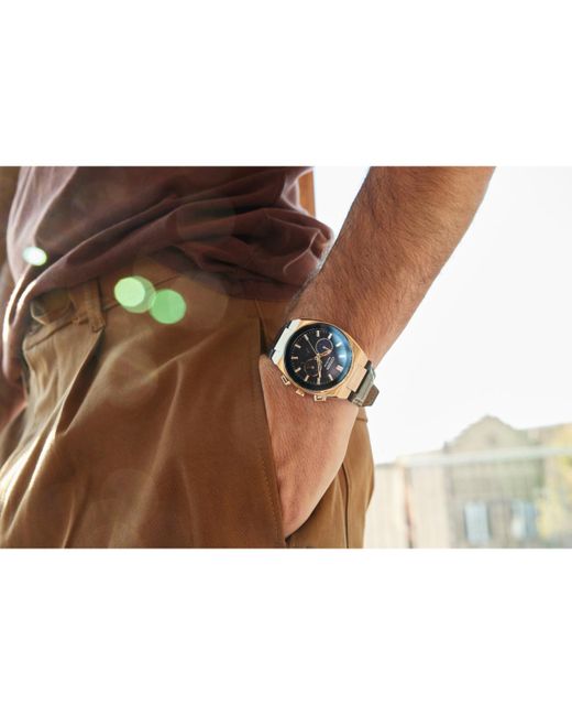 Citizen Metallic Eco-drive Chronograph Modern Leather Strap Watch 43mm for men