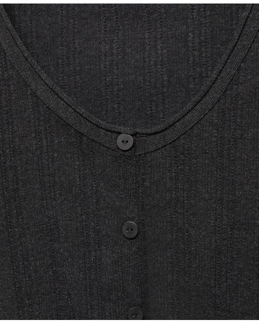 Mango Black Knit Button T-shirt