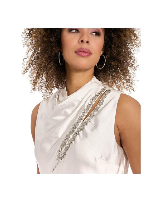 Muse White Draped Mock Neck Top