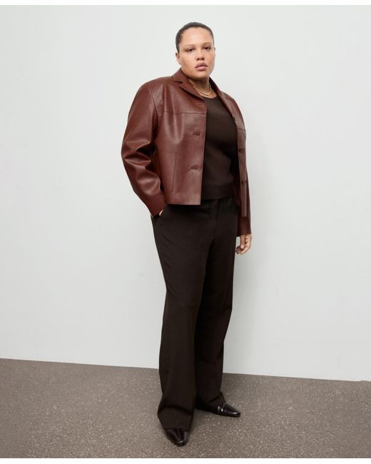 Mango Brown Pockets Faux-leather Jacket