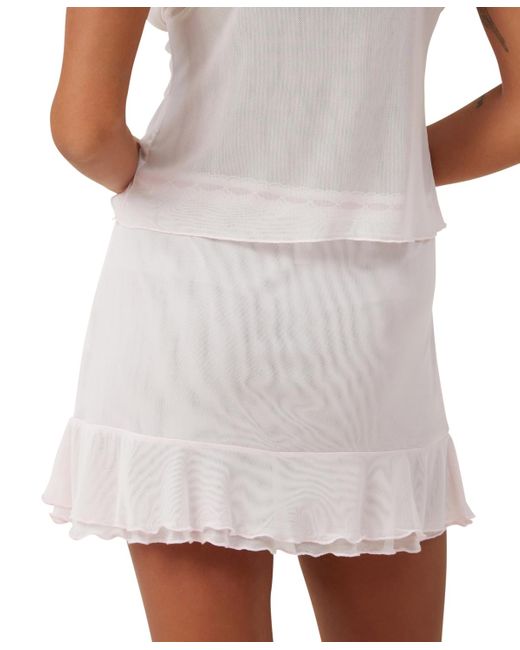 Cotton On White Mesh Frill Hem Skirt