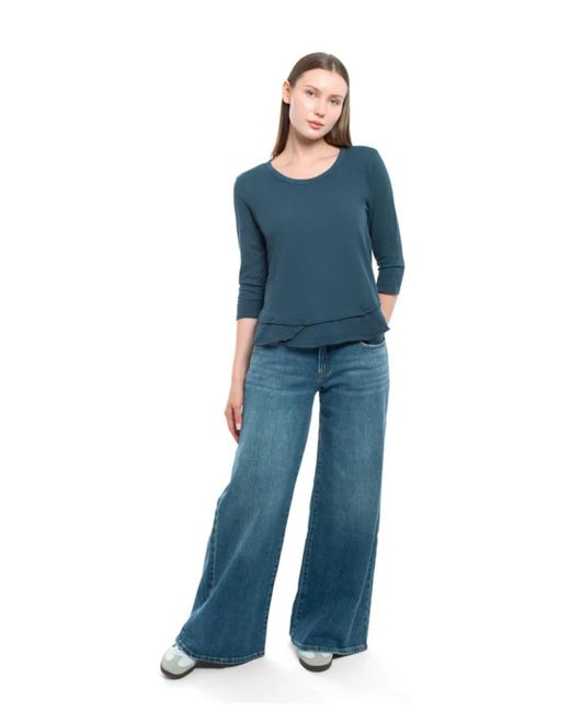 Wilt Blue Sleeve Mock Layer Tee
