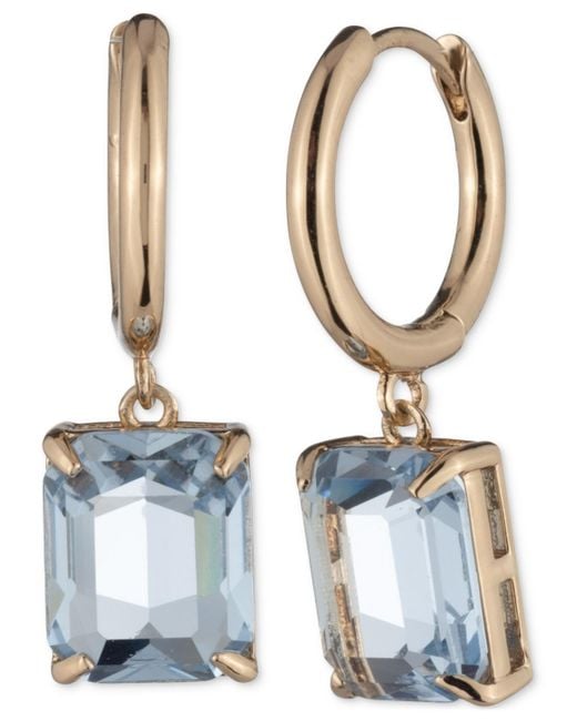 Ralph Lauren White Gold-tone Stone huggie Drop Earrings