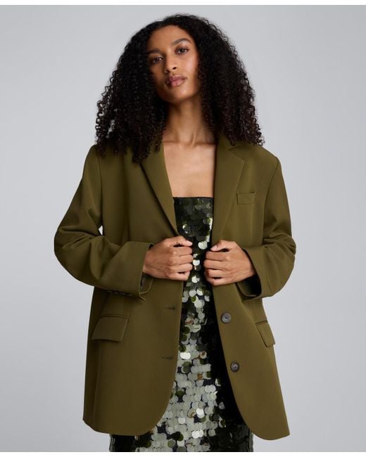 Kenneth Cole Green Three-button Boyfriend Blazer Jacket