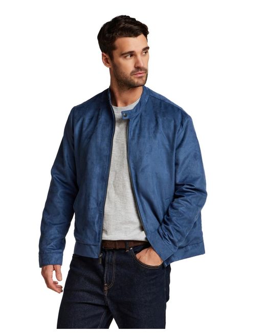 Weatherproof Blue Moto Microsuede Jacket for men