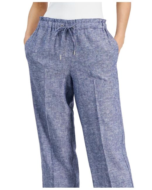 Anne Klein Blue Mid Rise Drawstring-waist Crop Pants