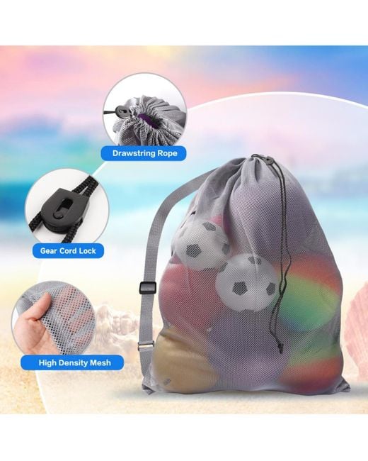 Gse Games & Sports Expert Gray 30" X 40" Extra-large Mesh Sports Ball Drawstring Bag