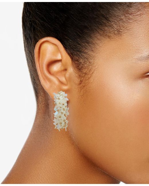Lonna & Lilly Metallic Gold-tone Flower Cluster C-hoop Statement Earrings