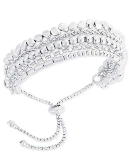 Style & Co. White Mixed Bead Statement Slider Bracelet