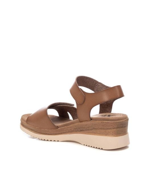 Xti Brown Low Wedge Sandals By