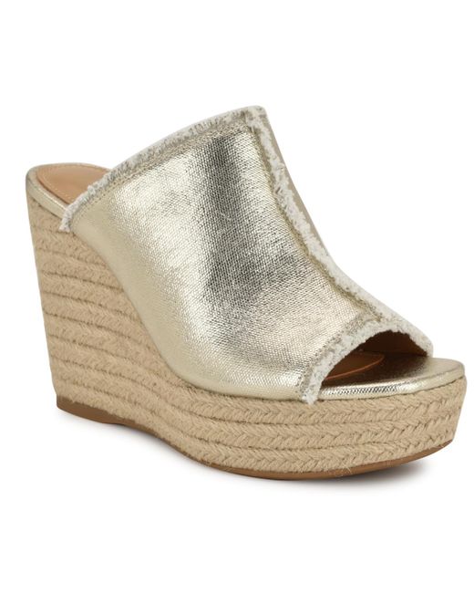 Nine West White Baja Slip-on Espadrille Wedge Sandals
