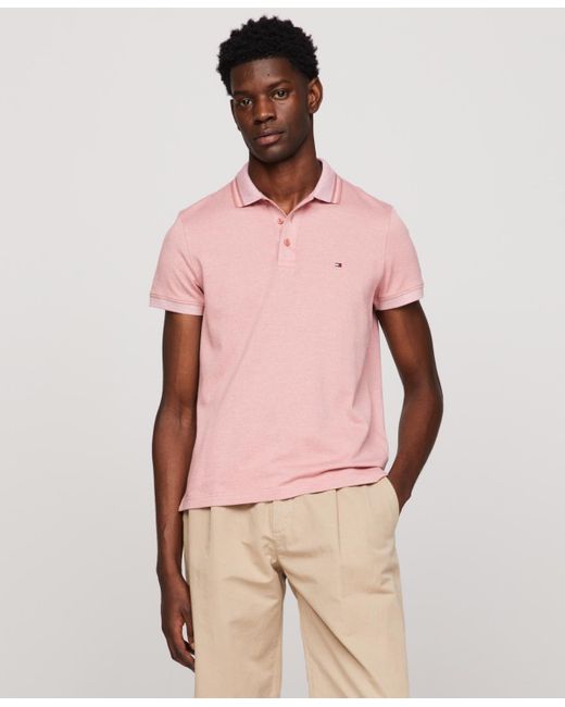 Tommy Hilfiger Pink Pretwist Mouline Slim Fit Short Sleeve Polo Shirt for men