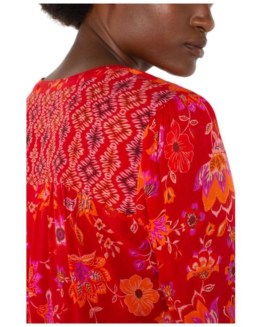 Liverpool Los Angeles Red Long Sleeve Button Front Woven Blouse