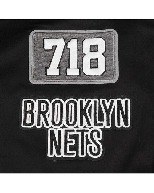 Pro Standard Black Brooklyn Nets Area Code Twill Full-zip Jacket