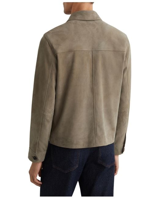 Reiss Brown Suede Patch-pocket Worker Jacket for men