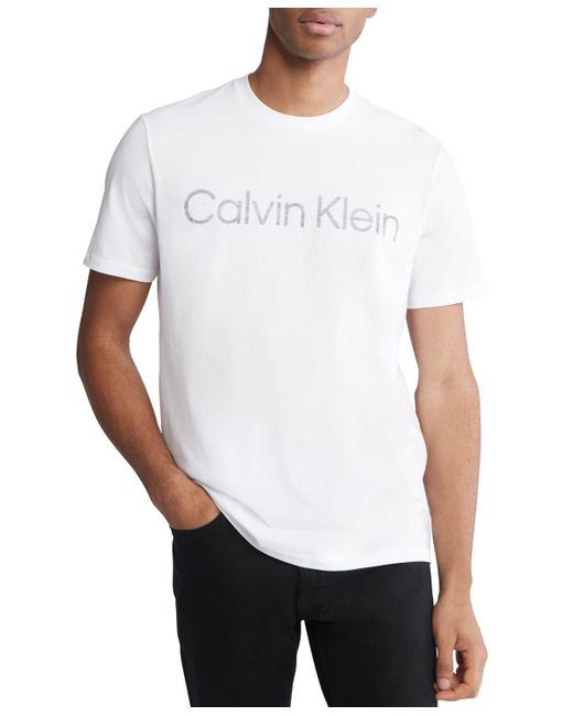 Calvin Klein White Short Sleeve Crewneck Faded Logo Graphic T-shirt for men