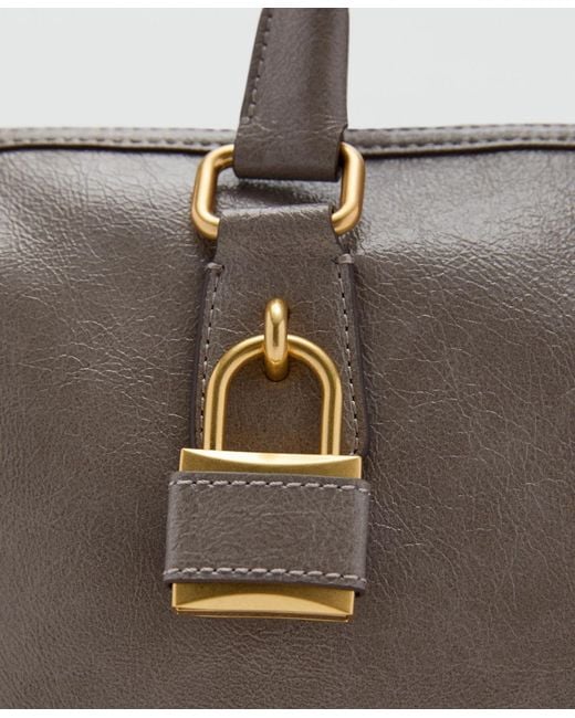 Mango Gray Rectangular Handles Handbag