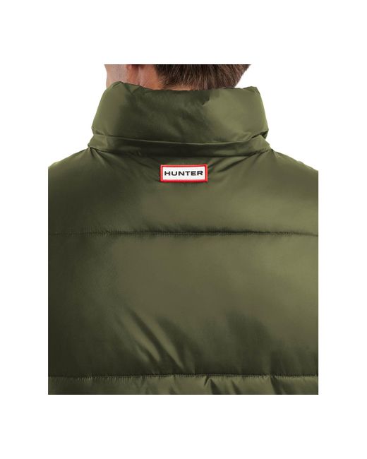 Hunter Green Chiswell Nylon Quilted Removable Hood Full Zip Puffer Vest for men