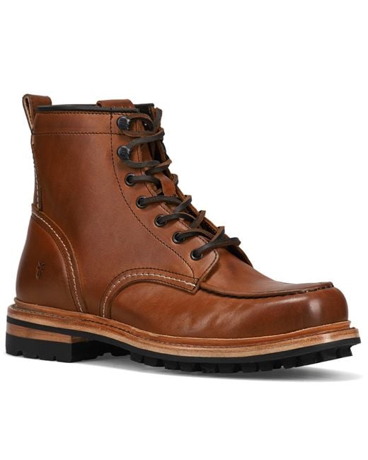 Frye Brown Hudson Round-toe Work Boots for men