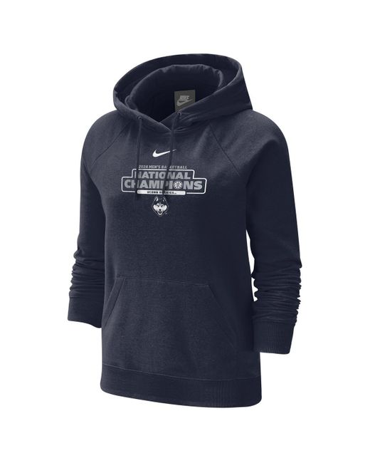 Nike Uconn Huskies 2024 Ncaa Basketball National Champions Tri blend Pullover Hoodie in Blue Lyst