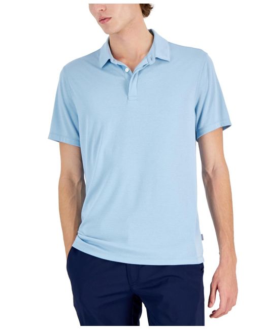 Alfani Blue Alfatech Stretch Solid Polo Shirt for men