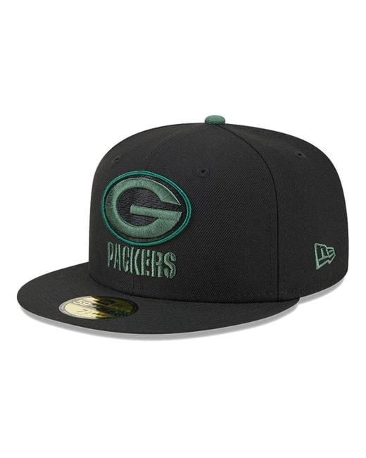 Men's New Era Black Green Bay Packers Camo 59FIFTY Fitted Hat