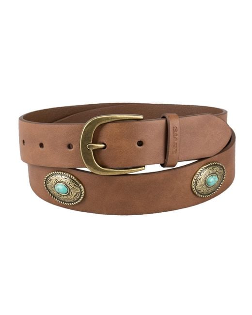 Levi's Brown Western Turquoise Concho Embellished Belt