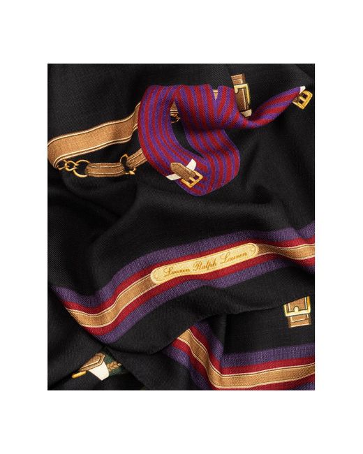 Ralph Lauren Black Equestrian Ribbon Wrap Scarf