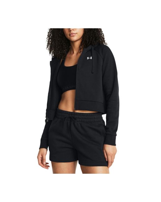 Under Armour Black Rival Fleece Cropped Zippered Hoodie
