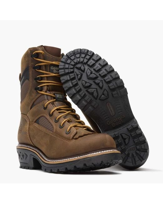 Georgia Boot Brown Ltx Logger Waterproof Work Boot for men
