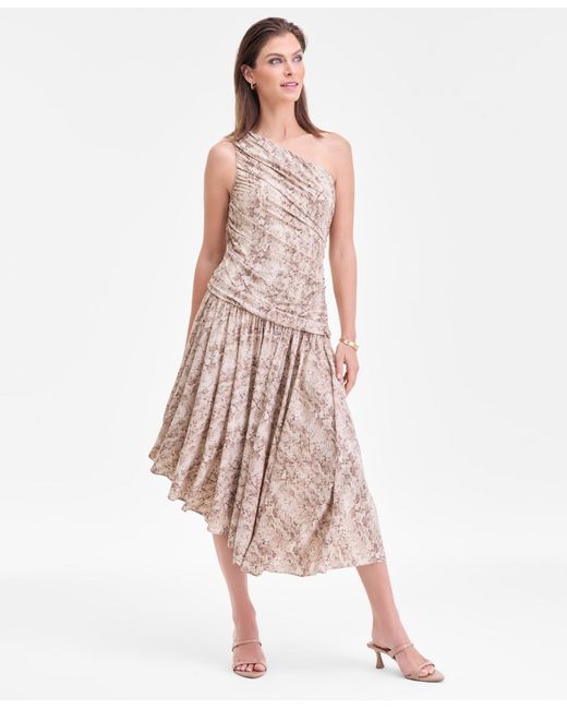 INC International Concepts One-shoulder Asymmetric Hem Dress in Pink | Lyst