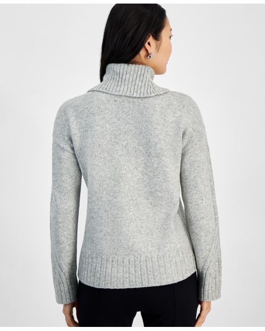 On 34th Gray Relaxed Ribbed-detail Turtleneck Sweater