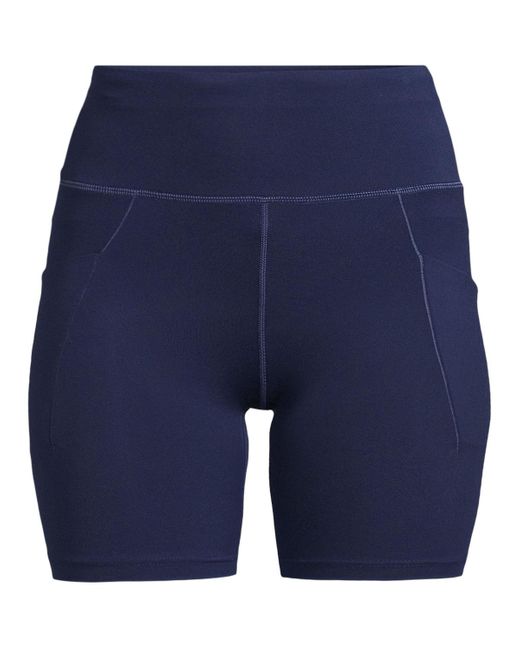 Lands' End Blue Plus Size Active High Impact 7" Pocket Bike Shorts