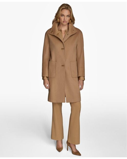 Donna Karan Natural Stand-collar Single-breasted Coat