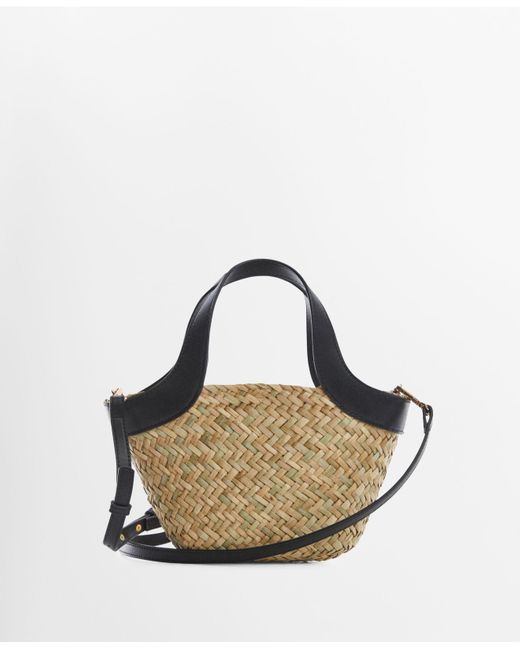 Mango Black Double Strap Basket Handbag