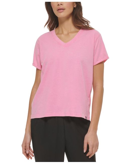 DKNY Pink Sport V-neck T-shirt