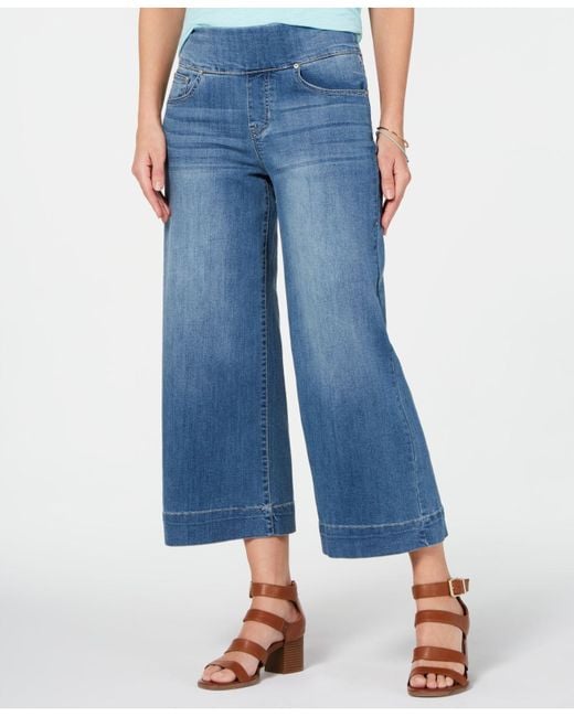 Style & Co. Wide-leg Cropped Pull-on Jeans, Created For Macy's in Blue |  Lyst