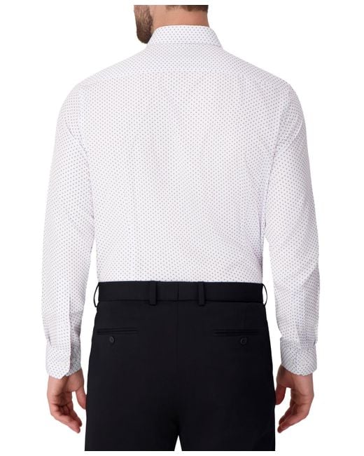 Report Collection White Long Sleeve 4-way Geo Print Dress Shirt for men