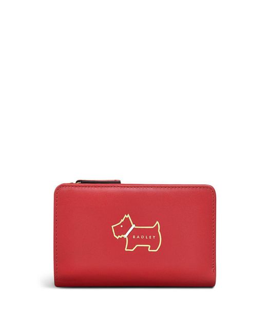 Radley Leather Heritage Dog Outline Mini Flap Over Wallet in Crimson ...