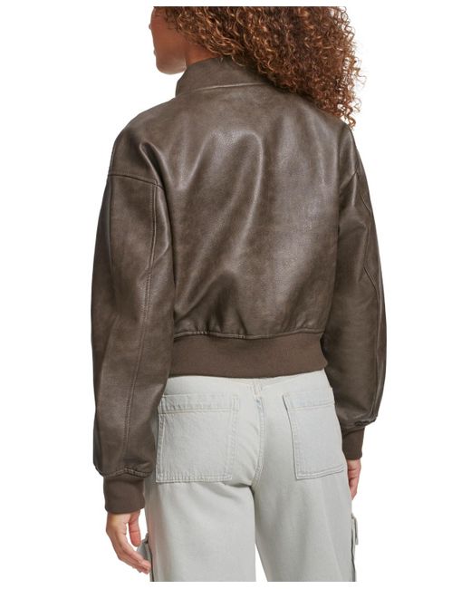Levi's Gray Faux Leather Varsity Bomber Jacket