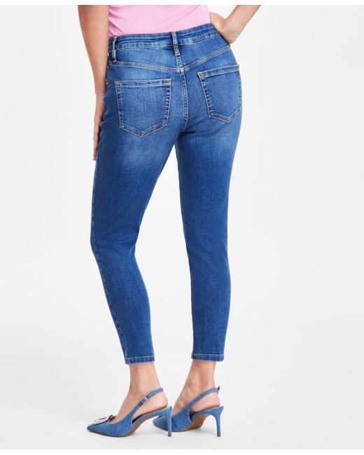 INC International Concepts Blue Mid-rise Embellished Skinny Jeans