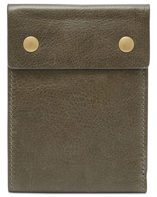 Fossil Green Men's Ethan Snap Leather Bifold Wallet for men