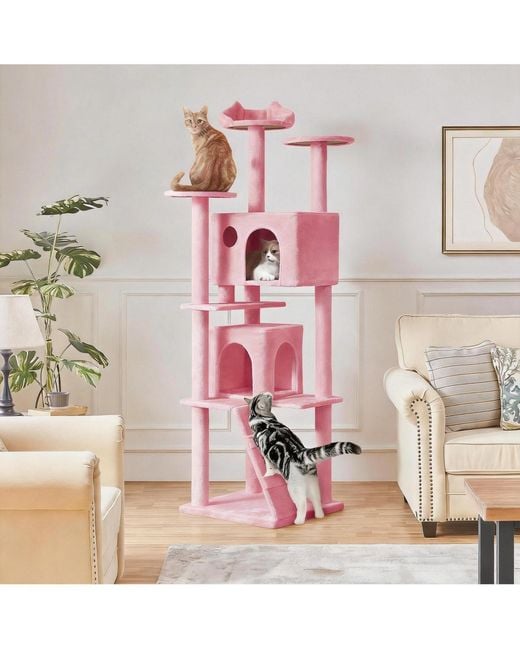 Aronkl Pink Multi-level Cat Tree Tower