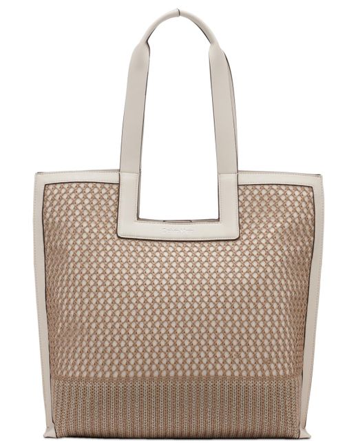 Calvin Klein Natural Bette Woven Magnetic Snap Tote Bag